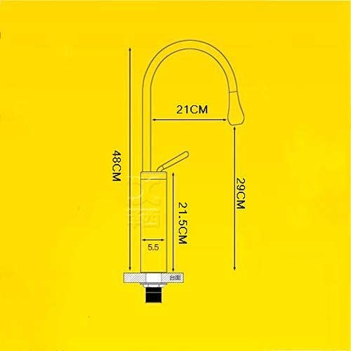 Mitigeur d'évier de cuisine en laiton chromé blanc 48cm à double levier