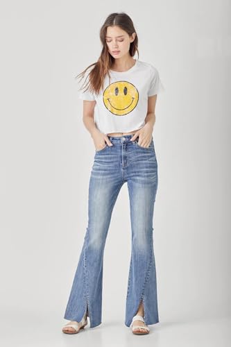 SALT TREE Risen Jeans - High Rise Twisted Hem Flare Jeans - RDP52433