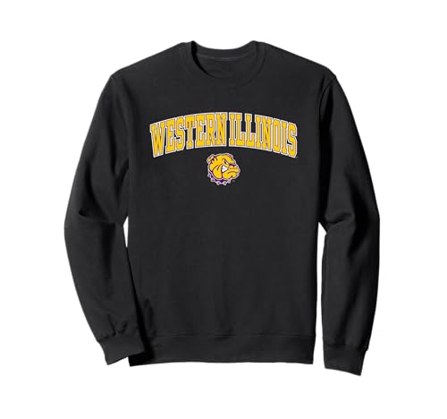 Elite Authentics Western Illinois Leathernecks Arch Over Sweatshirt - Black, Adult, Men's, Unisex, Men's Clothing, Sports, Daily Wear, Long Sleeve, Crew Neck, Pullover, Machine Wash, Small
