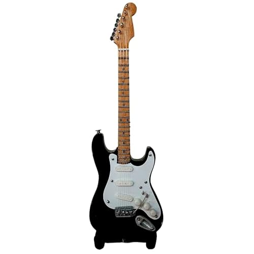 ROCKSTAR MUSIC - Miniatura Guitarra Electrica Fender Strat Eric Clapton BMG030 Madera hecha a mano, Regalo Para Musicos, Tamaño 15,5cm