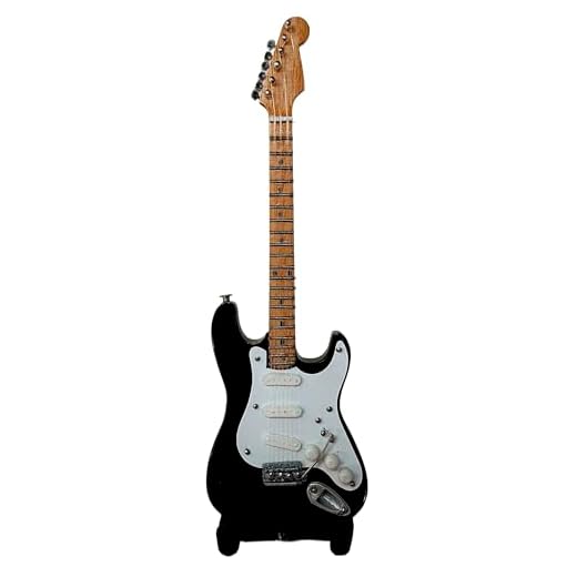 ROCKSTAR MUSIC - Miniatura Guitarra Electrica Fender Strat Eric Clapton BMG030 Madera hecha a mano, Regalo Para Musicos, Tamaño 15,5cm