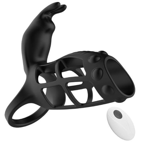 Qcpuuu Chastity Cage per Uomo, Gabbia di Castità in Silicone con Telecomando, Cage per Pene Uomo, Sex Toy Cock Cage Rigido, Cockcage Nero per Uso Estremo