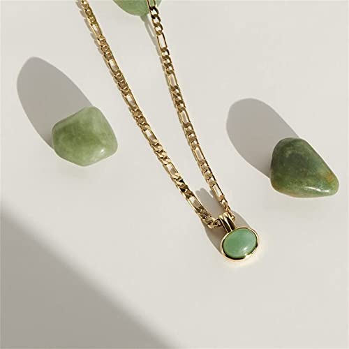 image for Moonffay Women's Green Created Opal Necklace, Charm 18k Gold Plated St