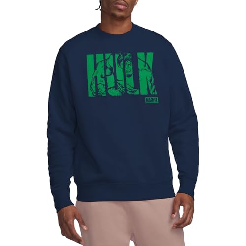 Sudadera Hulk Marvel ropa unisex azul marino con cuello redondo