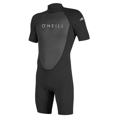 O'Neill Youth Reactor-2 2mm Back Zip Short Sleeve Spring Wetsuit, Black/Black, 12