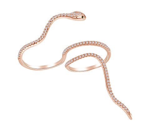 AFFY Round Shape White CZ Snake Ring with Green Emerald Eye Tiny Jewelry for Women's in 925 Sterling Silver