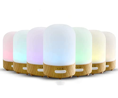 Fashome 100ml Diffuseur d'Huiles Essentielles 7 Couleurs de lumière LED Silencieux Petite Humidificateur,Arrêt Automatique,Ultrasons Humidificateur à Brume Fraîche pour la Maison,Yoga,Chambr (1pack) Cover