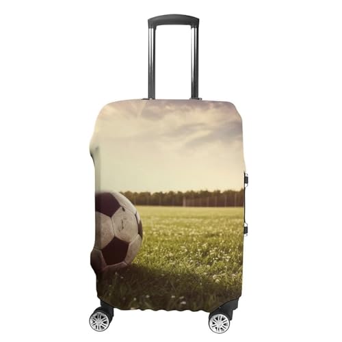 Soccer Ball on A Field Luggage Cover, Washable Elastic Suitcase Cover Protector Fit 18-32 Inch Luggage