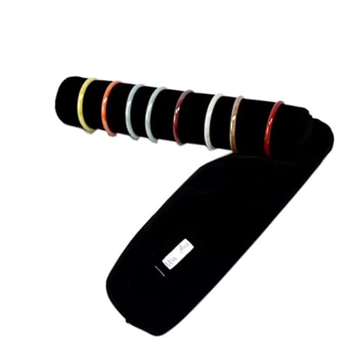 Scikheft Bracelet Bangle Watch Roll Travel Pouch Jewelry Organizer, Black Gray Velvet Portable Zipper Pouch With Removable Roll Insert For Standard Size 12.5" W X 2.8" Diameter. (All Black) #TOP28