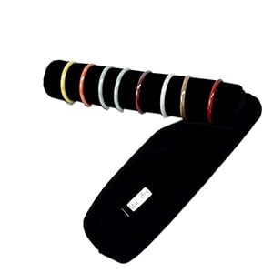 SCIKHEFT Bracelet Bangle Watch Roll Travel Pouch Jewelry Organizer, Black Gray Velvet Portable Zipper Pouch with Removable Roll Insert for Standard Size 12.5″ W x 2.8″ Diameter. (All black)