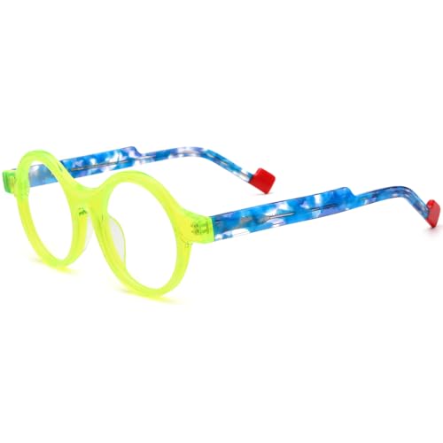 Image of HEPIDEM Multicolor Acetate Glasses Frame Women,Oversize Round Optical Eyeglasses 9345