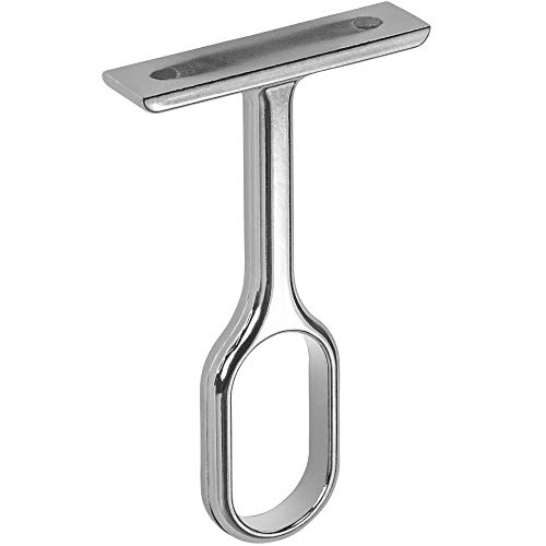 Support central de tube de garde-robe Gedotec pour tringle à vêtements OVAL - TUBES | Fixation métal chromé poli | Support tringle penderie pour bar ovale | 1 Pièce