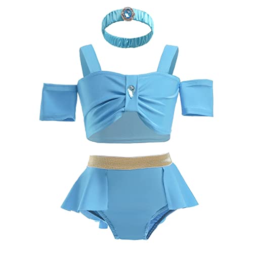 Image of Princess Two-Piece Tankini Swimsuit for Girls Bathing Suits Ruffles Swimwear Surf Beach Summer Swimming Bikini Set