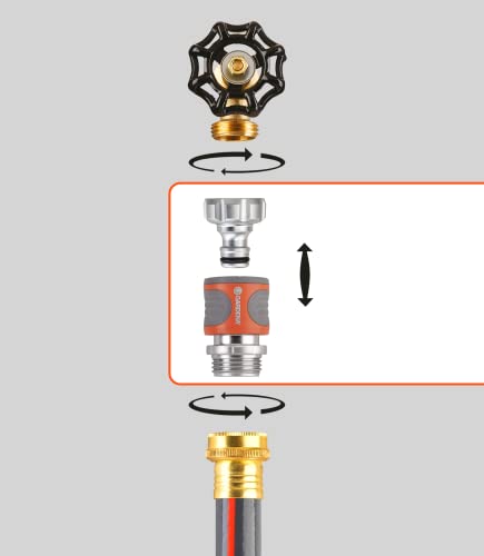 Gardena 39042-M | Heavy Duty 4 Piece Premium Metal Quick Connector Garden Hose Starter Set - Quick Connect Water Fittings and Accessories in Seconds. Includes Male and Female Leak Free adapters