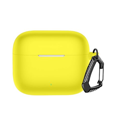 Image of Anvique Silicone Protective Case Cover for Oppo Enco Buds 3 Pro, Earbuds Accessories (Yellow with Premium Carabiner)