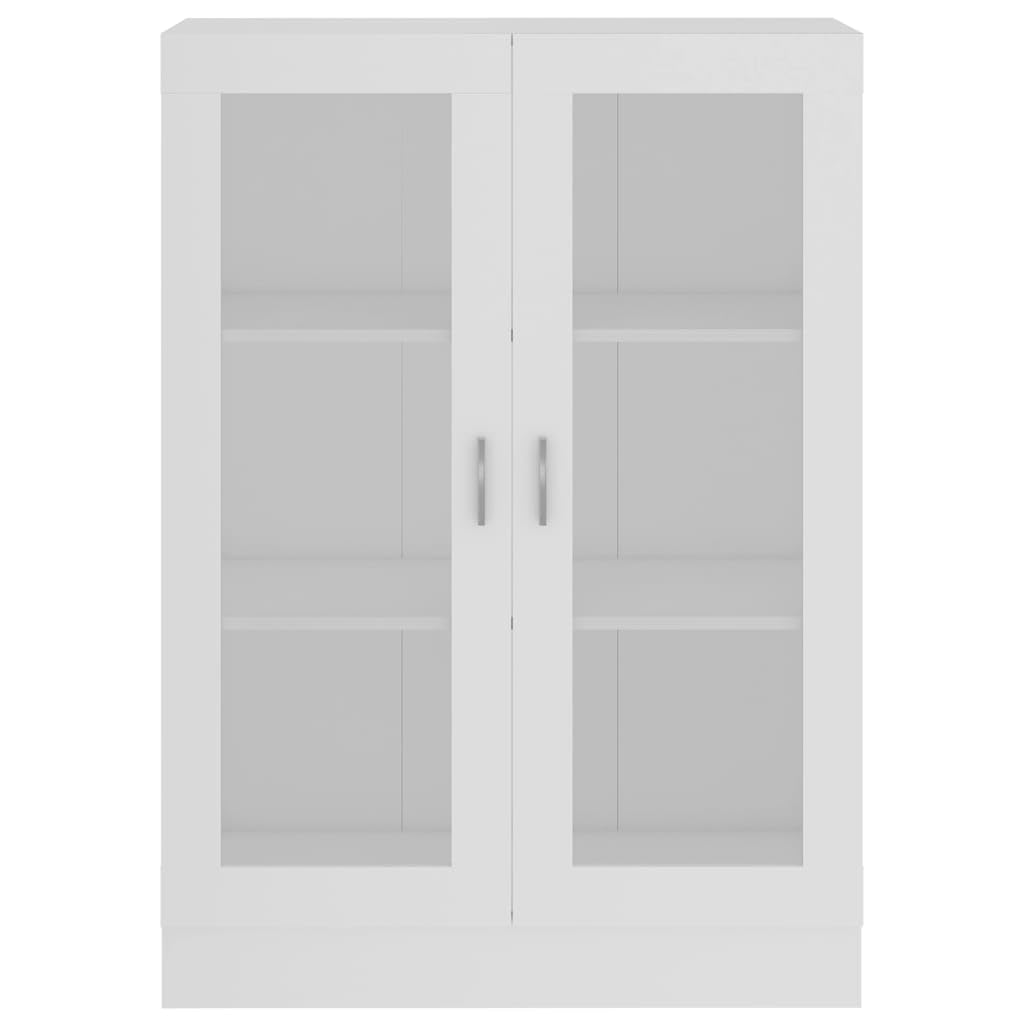 Vitrinenschrank Weiß 82,5x30,5x115 cm aus Holzwerkstoff mit 3 Fächern und 2 Türen, dekoratives Bücherregal für Bücher, DVDs und Multimedia-Geräte, pflegeleicht mit feuchtem Tuch