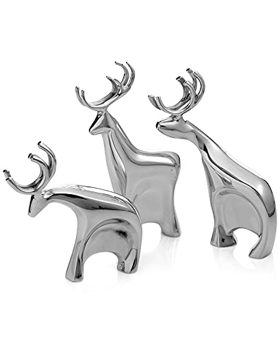 Nambe - Holiday Collection - Miniature Dasher Reindeer Figurines - Set Of 3 Figures - Made With Nambe Alloy #TOP4