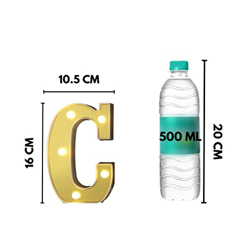 SATYAM KRAFT 1 Piece Golden Marquee Alphabet Shaped LED Light - Decorative Letter Lamp for Valentine’s Day, Bedroom, Wedding, Birthday, Home Decor, Romantic Gift Night and Wall Lamp (N)