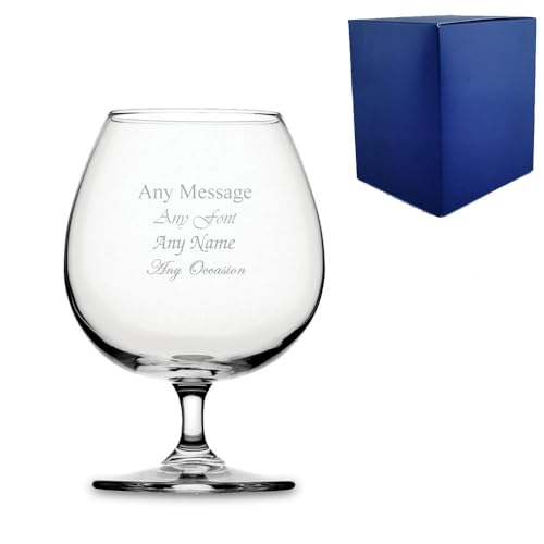 Personalised Engraved 690ml Crystalite Brandy Balloon Glass with Gift Box | Custom Brandy Glasses, Birthday Gifts for Him, Dad Gift, Best Man Groomsmen Glasses