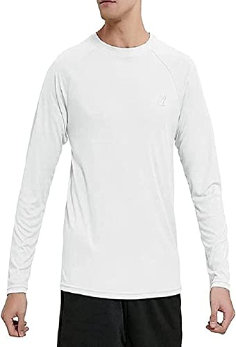 MeetHoo Hombres Rash Guard Camiseta Deportivas con Filtro de Protección UPF 50＋Mangas Largas Alta Elasticidad Secado Rápido Surf Natación Verano