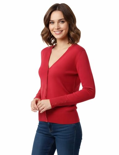 Image of Allsense Women's Long-Sleeve V-Neck Cardigan Sweater | Button Down, Lightweight Soft Knit