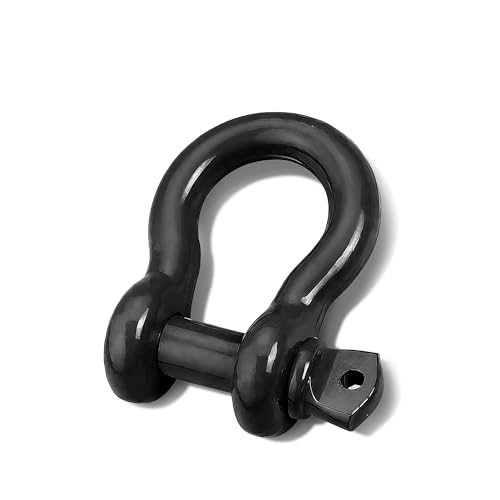 12 Ton Bow Shackle (1 Pack) - Galvanized Heavy Duty Anchor Shackle with Safety Pin for Off-Road Recovery, Towing, Rigging, Marine & Industrial Use