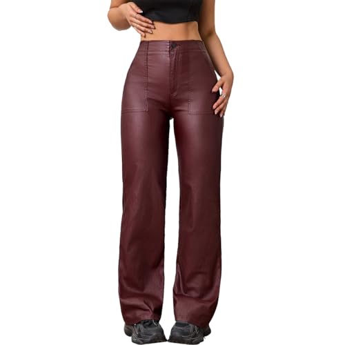 Lover Premium Faux Leather Pants High Waist Coated PU Button