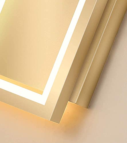 Aplique de pared LED regulable 16W rectángulo de hierro oro para iluminación de cabecera interior 7
