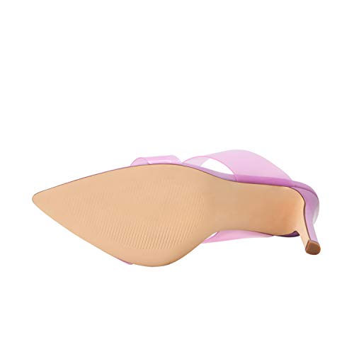 Image of vivianly Clear Pointed Toe Heel Sandals Transparent Strap Stiletto High Heels Slip on Mules for Women Size 7.5