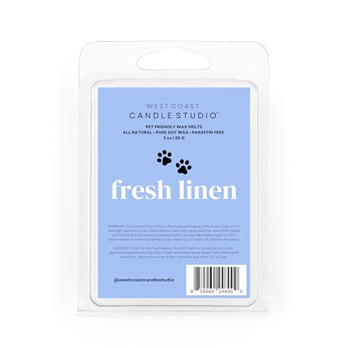 Image of Pet Safe Wax Melts for Dogs | Non Toxic Soy Wax Melts | Natural, Paraffin-Free, Clean Burning | Odor Eliminating Wax Cubes | Fresh Linen