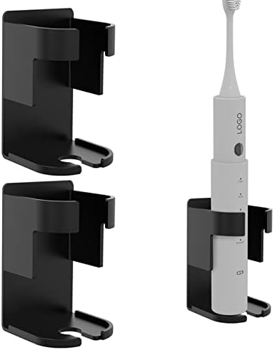 DODAMOUR 2 Packs Toothbrush Holder Wall Mounted, Electric Toothbrush Storage Organizer Stand Rack, Self Adhesive Toothbrush Hanger for Shower(Black)