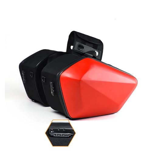 Sacoche arrière de moto en fibre de carbone et ABS rouge, étui rigide de selle