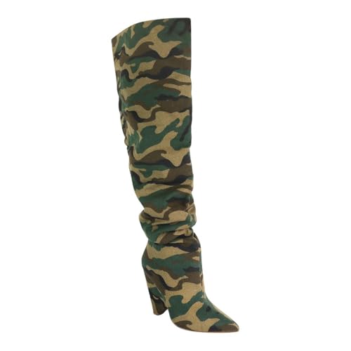 Liliana Women Wedge High Heel Over Knee Boots Nano-2 Camouflage 8