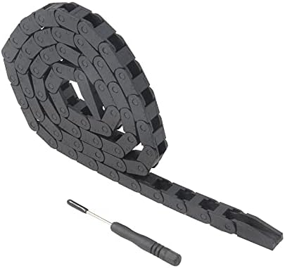 Zeberoxyz 7x7mm Drag Chain Length 1Meter Close Type Black Plastic Flexible Cable Carrier R18 with Flat Wrench for 3D Printer and CNC Machines (7mmx7mm-Close)