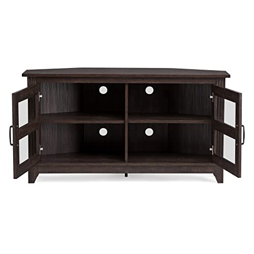 Rockpoint Modern Farmhouse 44Inch Corner Universal Tv Stand Living Room Storage Console, Entertainment Center,Espresso #TOP2