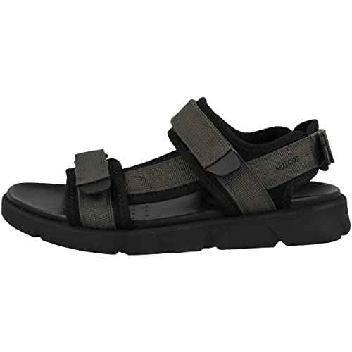 Geox Men's Flat Sandal, Grey Black, 11.5