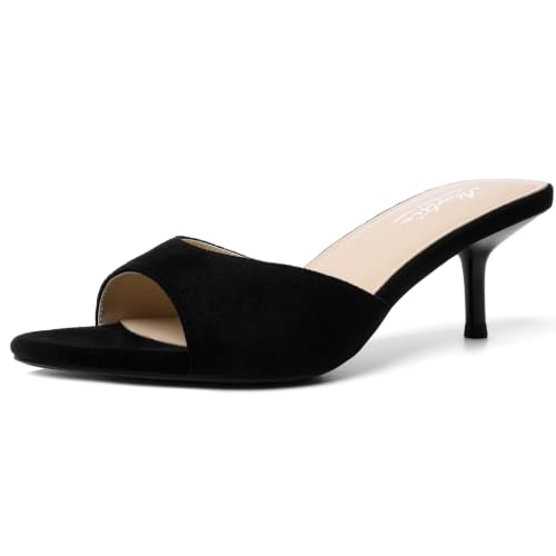 Image of Mostrin Kitten Heels for Women Pointed Toe Vintage Mules Heels Sexy Slip on Stiletto Backless Sandals for Party Wedding Daily