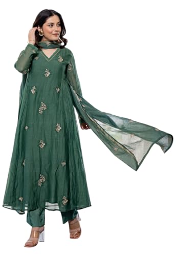 Ensemble Kurta en tissu Chanderi LookMark costume ethnique brodé de prestige