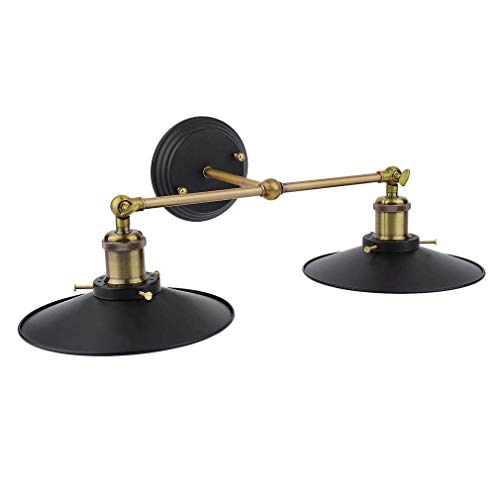 Comots vintage Applique murale lampe 2-light industrielle double bras Applique murale rustique pour Loft de cuisine Maison Bar Restaurant Café Club Décoration (ampoules non incluses)