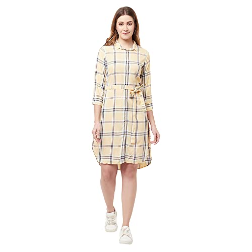 Image of Crimsoune Club Women Beige Checked Shirt Dress