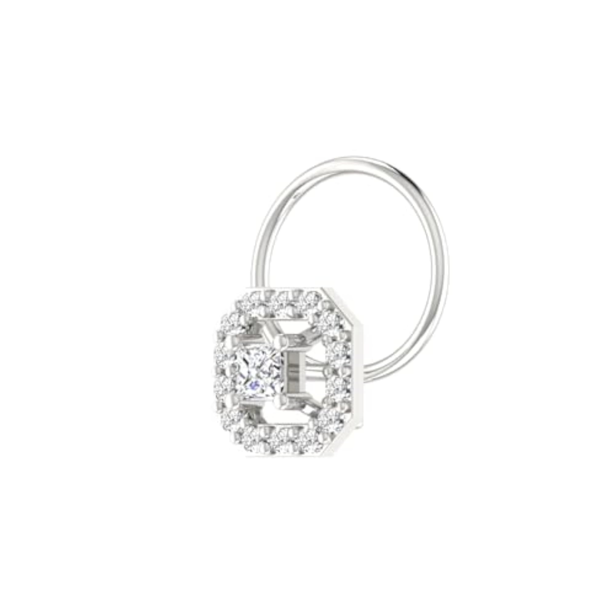 Women's 14Kt White Gold Stud Nosering, Elegant