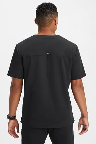 Image of Fabletics Men's Helix 1-Pocket Scrub Top - MotionTech, Wrinkle-Resist, Chest Pocket, Anti-Shrink, Semi-Slim Fit
