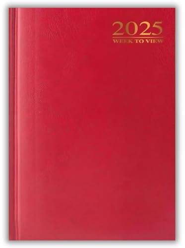 2025 Diary A4 | A5 | A6 Week to View | Page A Day | Desk Diary | Hard Backed For Home And Office Use (Red, A5)
