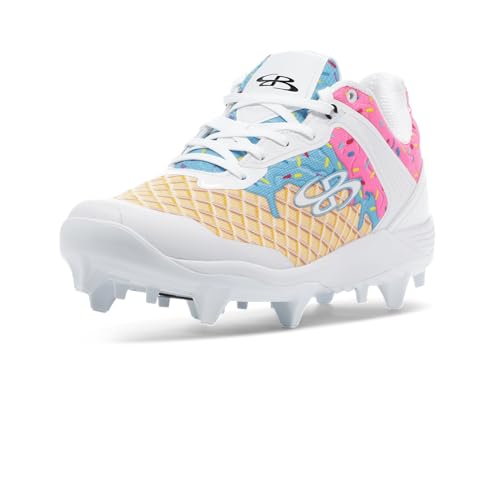 Boombah Viper Men's Ice Cream Molded Fluorescent Pink/Columbia Blue/White - Size 10.5