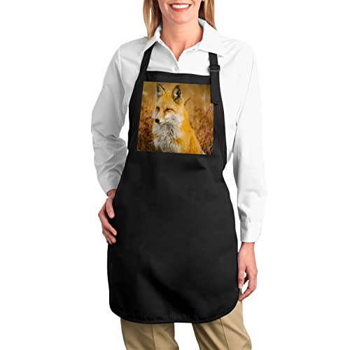 Tablier cuisine renard noir premium en coton chic