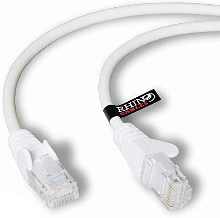 rhinocables CAT6 High-Speed Gigabit Ethernet Patch Network Cable for LAN Snagless Cable with RJ45 Connector Lead for Internet, Router, Modem, Smart TV, PC & Laptop (1m, White)