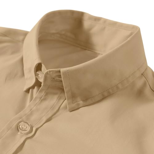 Image of Boys' Button Down Dress Shirts Kids Long Sleeve Solid Collared Uniform Shirt for Toddler Boy (Size 2T-20)