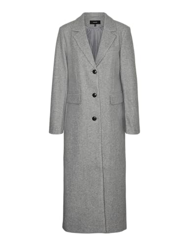 VERO MODA Vmvincemilan Long Coat Ga Boo Abrigo Largo, Gris Claro, S para Mujer