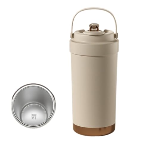 500ml ? ステンレス&セラミック内胆選択可、軽量で洗いやすいシームレスボトル タンブラー 蓋付き コーヒー洗いやすい 持ち運び可能、仕事、学校、アウトドア、車内に最適 (316ステンレス無接続内胆,リッチブラウン)