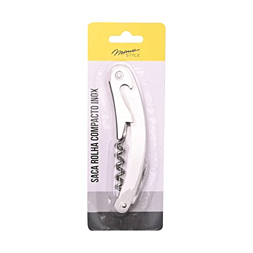 Mimo Style Saca Rolha Compacto 11cm, Composto Por Aço Inoxidável e Ferro. Resistente, Produto Leve,